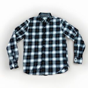Sun + Stone Long Sleeve Button-Up Black White Grey Plaid Small 100% Cotton